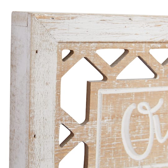 Set of 2 Beige Wood Farmhouse Sign Wall Decor